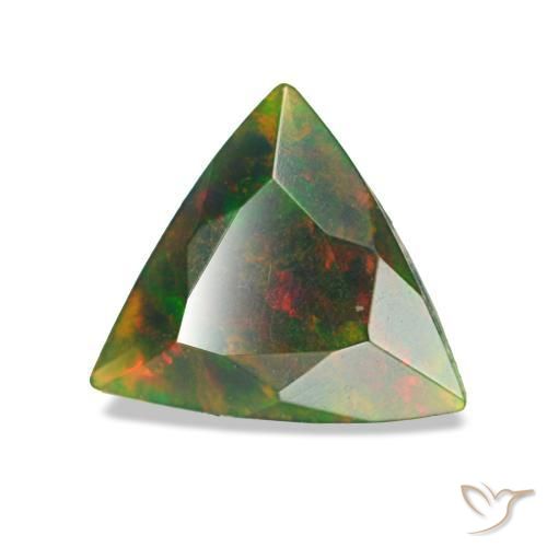Opale nero naturale multicolore da 0,63 ct, trillion, opaco