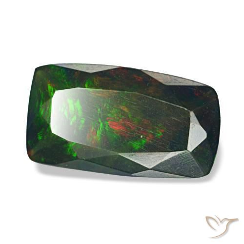 Opale nero naturale multicolore da 1,42 ct, taglio a cuscino, opaco