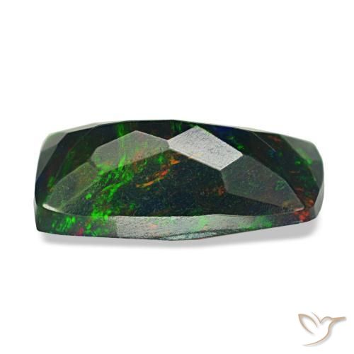 Opale nero naturale multicolore da 1,42 ct, taglio a cuscino, opaco