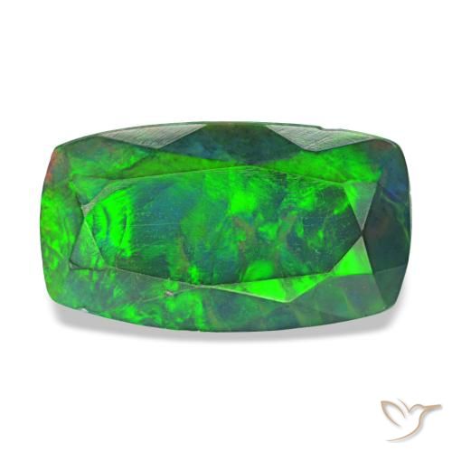 Opale nero naturale multicolore da 1,31 ct, taglio a cuscino, opaco