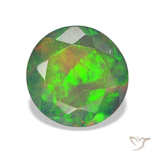 Opale nero naturale multicolore da 1,18 ct, taglio rotondo, traslucido