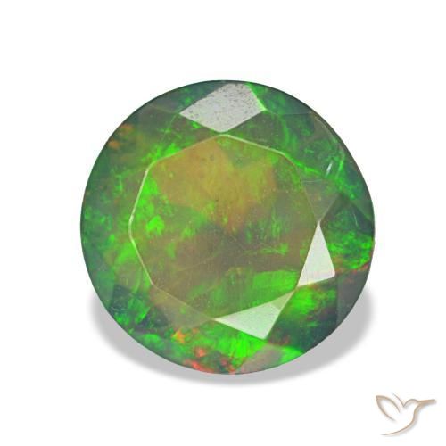 Opale nero naturale multicolore da 1,18 ct, taglio rotondo, traslucido