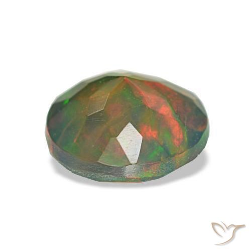 Opale nero naturale multicolore da 1,18 ct, taglio rotondo, traslucido