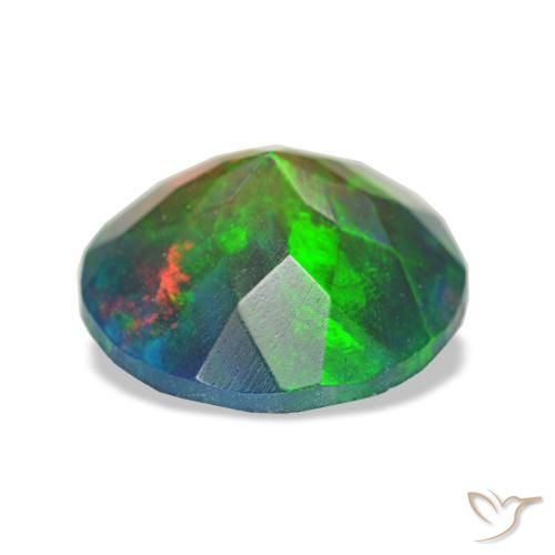 Opale nero naturale multicolore da 1,49 ct, taglio rotondo, traslucido