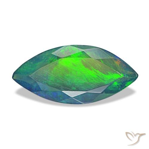 Opale nero naturale multicolore da 1,94 ct, marchesa, traslucido