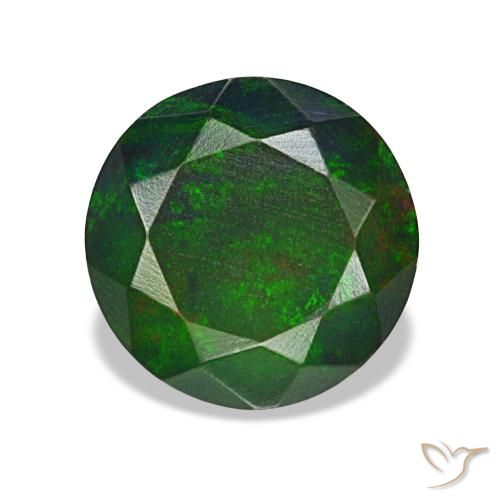 Opale nero naturale multicolore da 1,36 ct, taglio rotondo, opaco