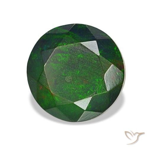 Opale nero naturale multicolore da 1,36 ct, taglio rotondo, opaco