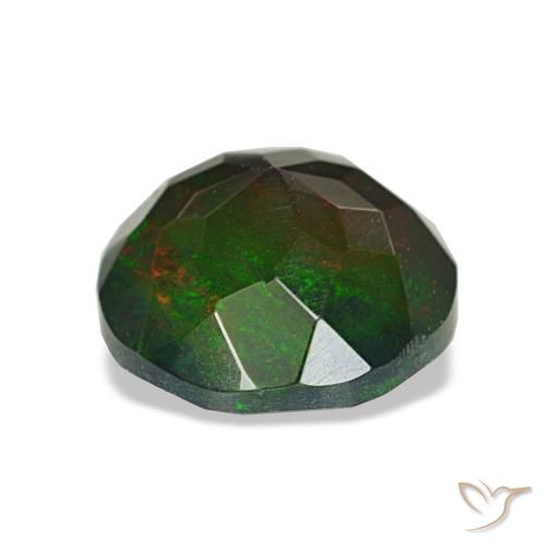 Opale nero naturale multicolore da 1,36 ct, taglio rotondo, opaco