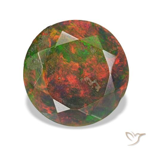 1.57ct multicolore opale nero, rotondo, opaco