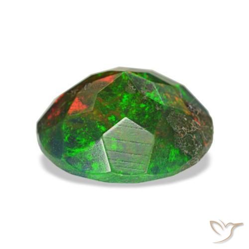 Opale nero naturale multicolore da 1,57 ct, taglio rotondo, opaco