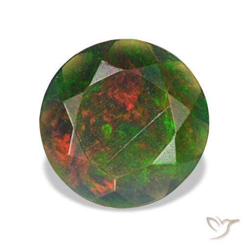 Opale nero naturale multicolore da 1,07 ct, taglio rotondo, opaco