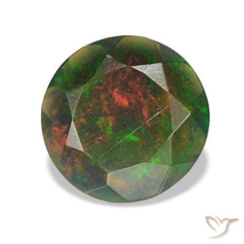 Opale nero naturale multicolore da 1,07 ct, taglio rotondo, opaco