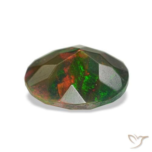 Opale nero naturale multicolore da 1,07 ct, taglio rotondo, opaco