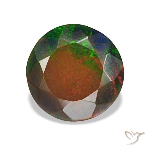 1.34ct multicolore opale nero, rotondo, opaco