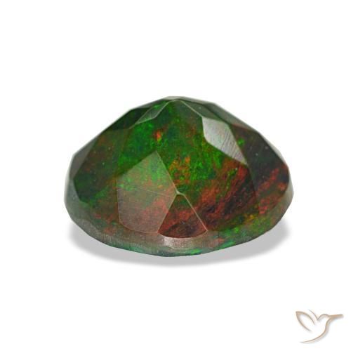 Opale nero naturale multicolore da 1,34 ct, taglio rotondo, opaco