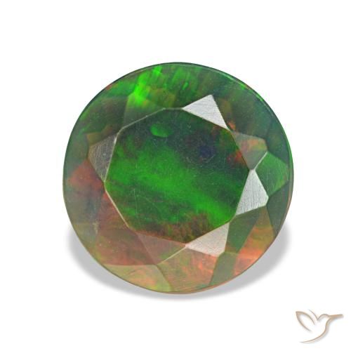 Opale nero naturale multicolore da 1,00 ct, taglio rotondo, opaco