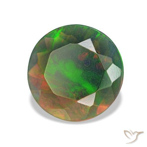 Opale nero naturale multicolore da 1,00 ct, taglio rotondo, opaco