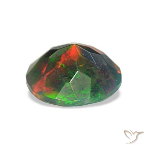 Opale nero naturale multicolore da 1,00 ct, taglio rotondo, opaco