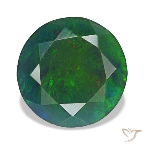 Opale nero naturale multicolore da 2,91 ct, taglio rotondo, opaco