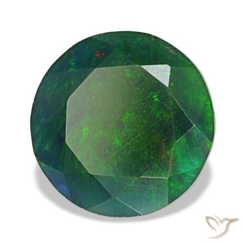 Opale nero naturale multicolore da 2,91 ct, taglio rotondo, opaco