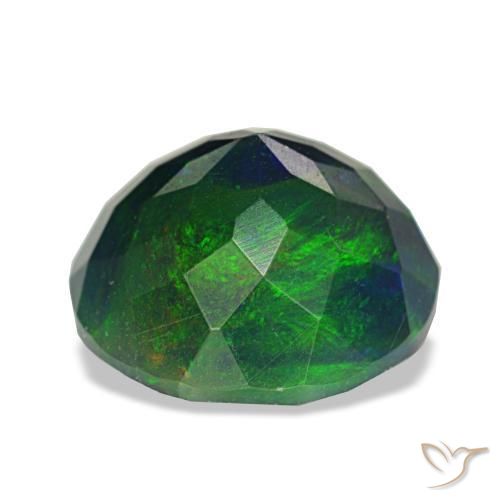Opale nero naturale multicolore da 2,91 ct, taglio rotondo, opaco