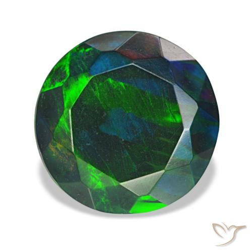 4.70ct multicolore opale nero, rotondo, opaco