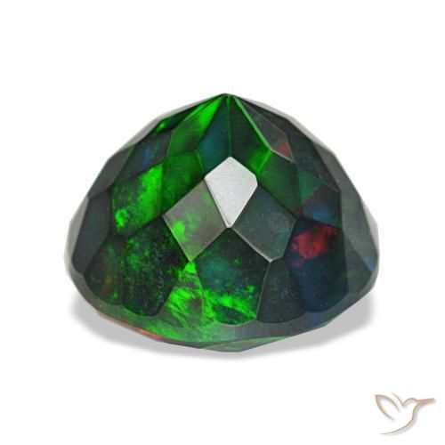 Opale nero naturale multicolore da 4,70 ct, taglio rotondo, opaco