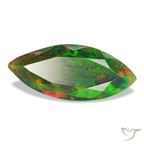 Opale nero naturale multicolore da 2,22 ct, marchesa, opaco