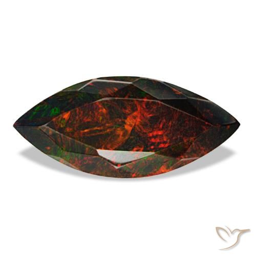 Opale nero naturale multicolore da 3,24 ct, marchesa, opaco