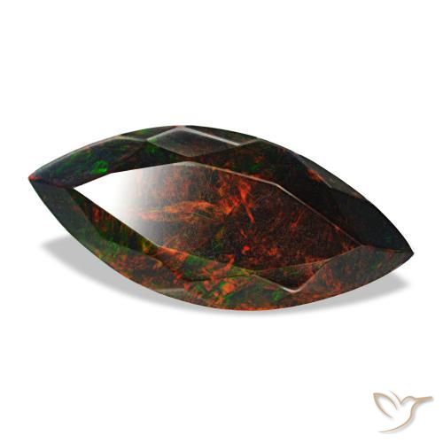 Opale nero naturale multicolore da 3,24 ct, marchesa, opaco