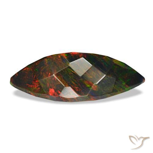 Opale nero naturale multicolore da 3,24 ct, marchesa, opaco