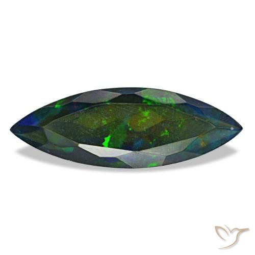 Opale nero naturale multicolore da 2,19 ct, marchesa, traslucido