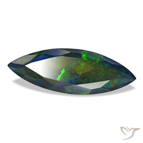 Opale nero naturale multicolore da 2,19 ct, marchesa, traslucido