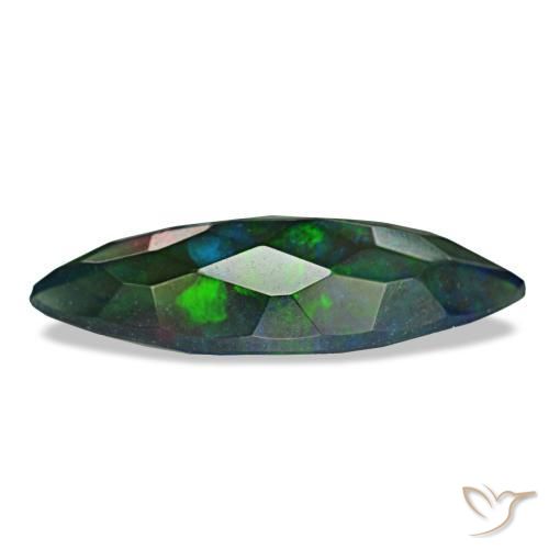 Opale nero naturale multicolore da 2,19 ct, marchesa, traslucido