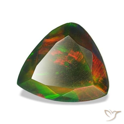 Opale nero naturale multicolore da 1,60 ct, trillion, traslucido