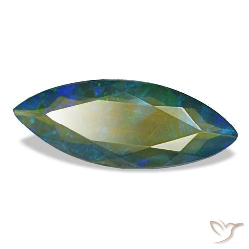Opale nero naturale multicolore da 2,86 ct, marchesa, traslucido