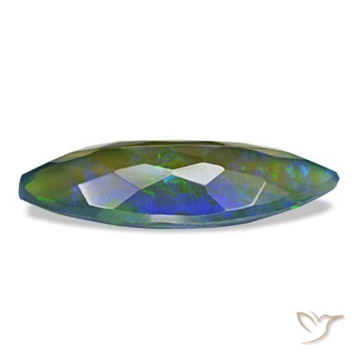 Opale nero naturale multicolore da 2,86 ct, marchesa, traslucido