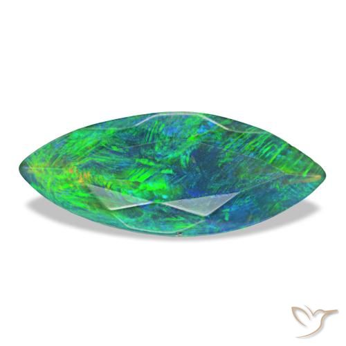 Opale nero naturale multicolore da 1,12 ct, marchesa, traslucido