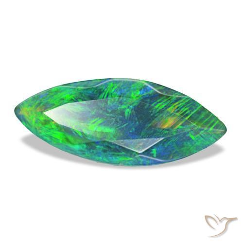 Opale nero naturale multicolore da 1,12 ct, marchesa, traslucido