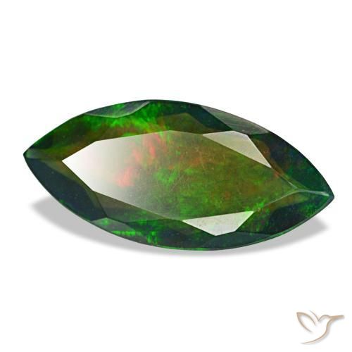 Opale nero naturale multicolore da 1,87 ct, marchesa, traslucido