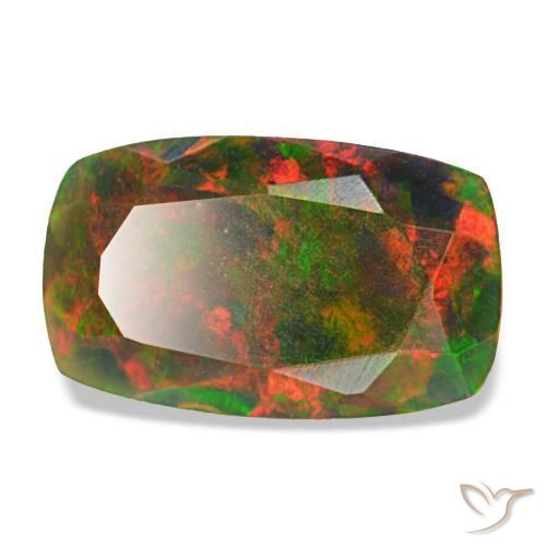 Opale nero naturale multicolore da 1,86 ct, taglio a cuscino, opaco