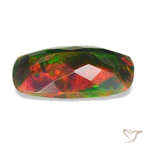 Opale nero naturale multicolore da 1,86 ct, taglio a cuscino, opaco