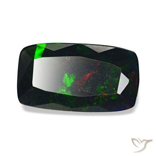 Opale nero naturale multicolore da 1,58 ct, taglio a cuscino, opaco