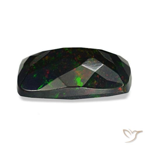 Opale nero naturale multicolore da 1,58 ct, taglio a cuscino, opaco