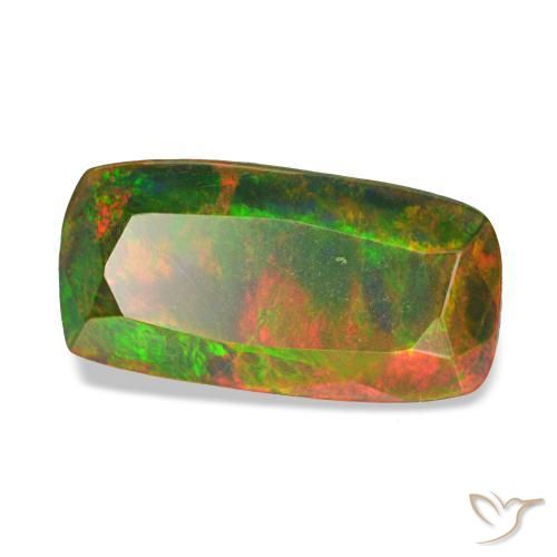Opale nero naturale multicolore da 1,62 ct, taglio a cuscino, opaco