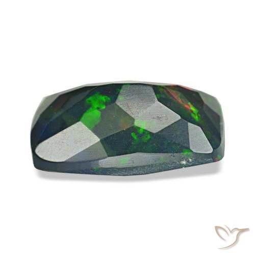 Opale nero naturale multicolore da 1,36 ct, taglio a cuscino, traslucido