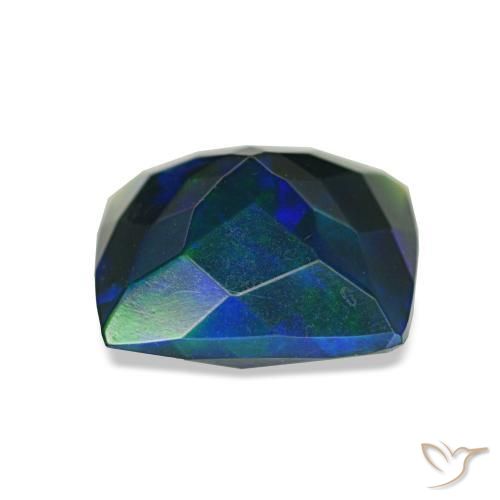 Opale nero naturale multicolore da 1,37 ct, taglio a cuscino, traslucido