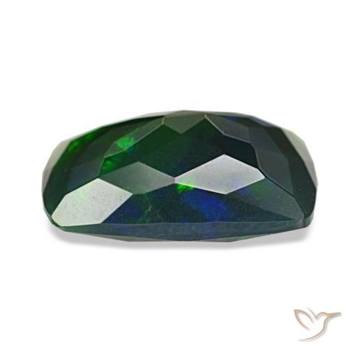 Opale nero naturale multicolore da 2,44 ct, taglio a cuscino, traslucido
