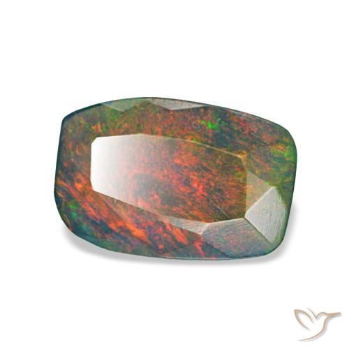 Opale nero naturale multicolore da 0,82 ct, taglio a cuscino, traslucido