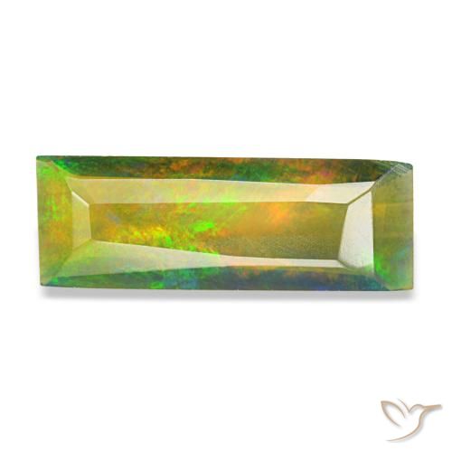 Opale nero naturale multicolore da 0,89 ct, baguette, traslucido
